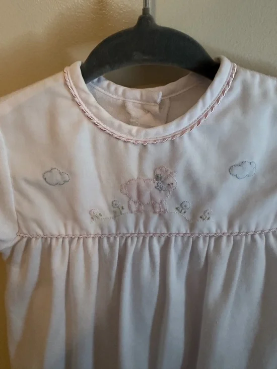 Pink Baby Nightgown Gown with Cloud Embroidery - Picture 5 of 7